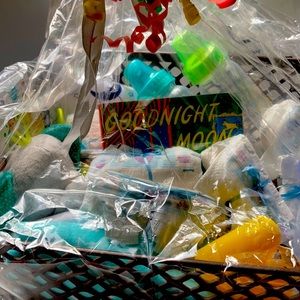 Baby gift basket goodnight moon book bottles